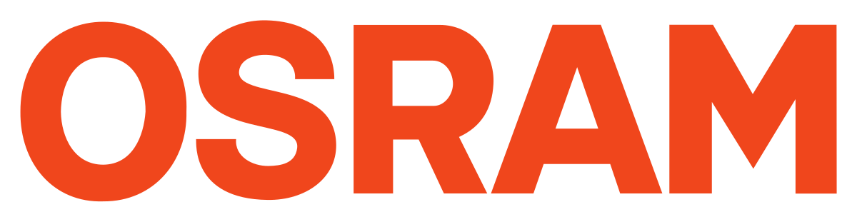 Das Bild zeigt das Logo von OSRAM in orangefarbener Schrift auf weißem Hintergrund.