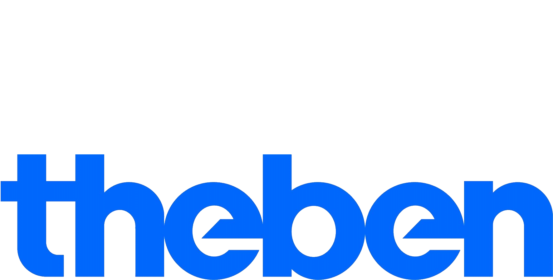 Das Bild zeigt das Wort "theben" in blauer Schrift auf weißem Hintergrund.